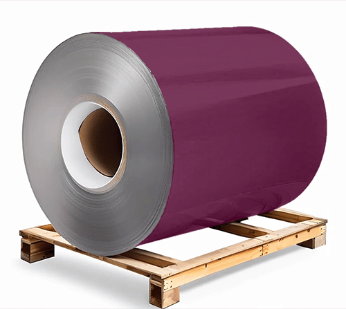 Сталь оцинкованная окрашенная 1,5х1250х3000 мм RAL 4004 бордово-свекольный Грунт обр.стороны / защ.пленка Steel Reels Painting ST1,5-RAL4004