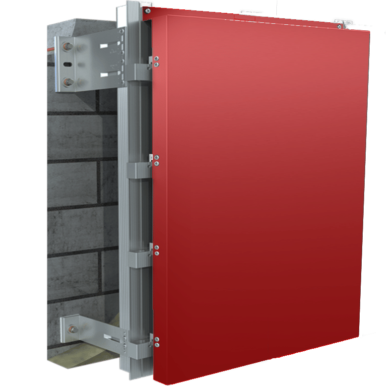 Кассета для вентфасада RAL3020 алюминиевая рулонной окраски НГ (негорючая) S=0.5 м2 GRAVIS