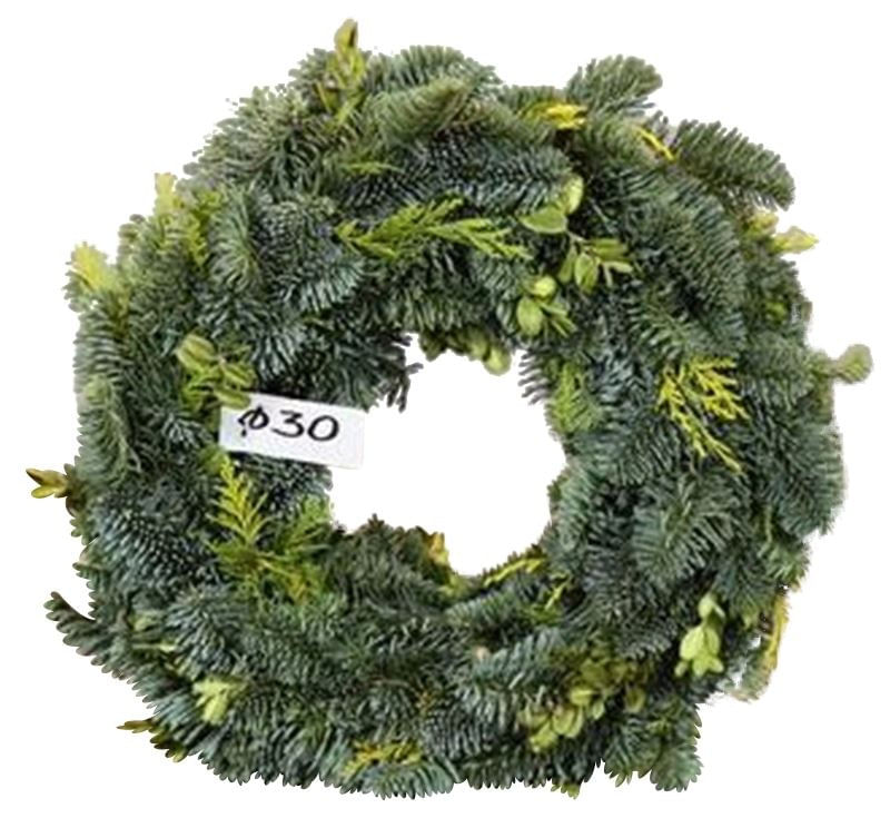Венок натуральный из пихты Нобилис с зеленью