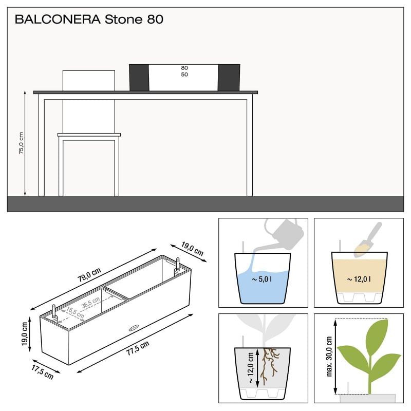 Кашпо Балконера Стоун \ Balconera Stone 50 и 80 Lechuza