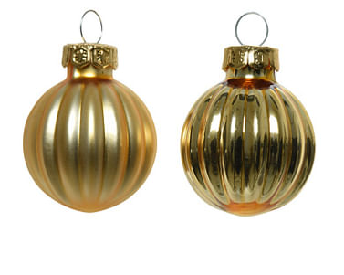 Набор фигур новогодних ШАРЫ, стекло, д.3 см (уп=12 шт), светло-золотой