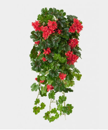 Подвес кашпо с искусственными цветами длинный