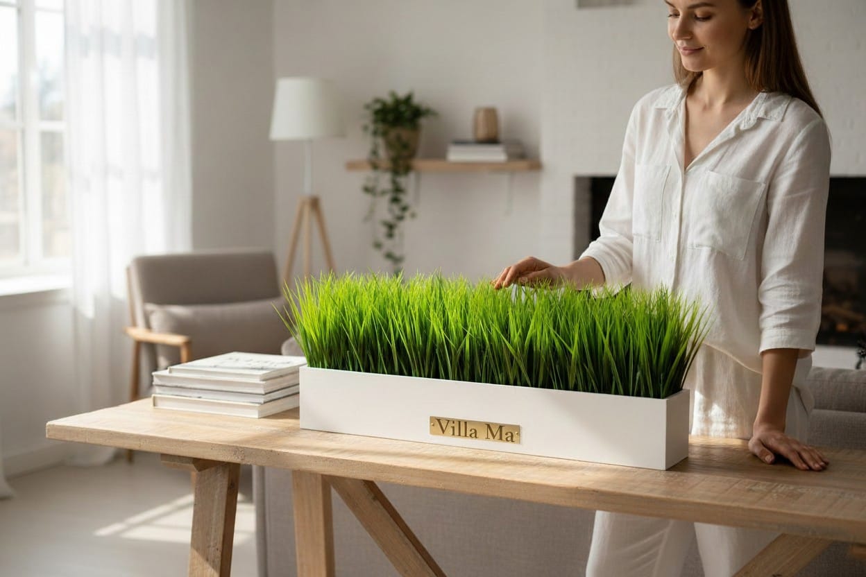 Ящик мини с густой травой