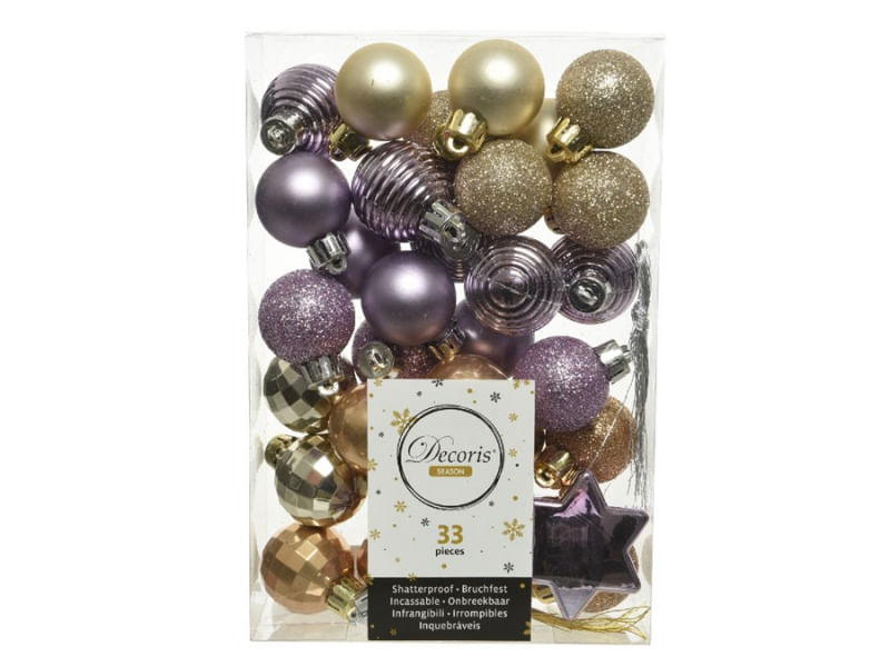 Набор шариков новогодних пластик. 33шт для ёлки