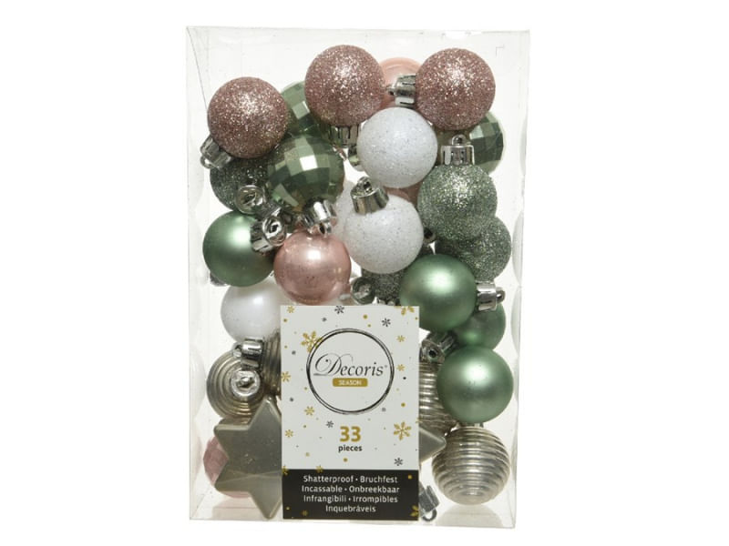 Набор шариков новогодних пластик. 33шт для ёлки