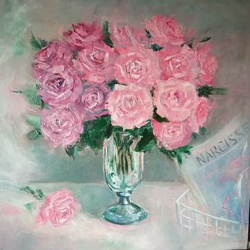 Розовые розы 65*65 картина маслом