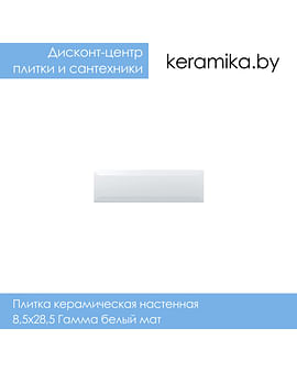 Плитка керамическая настенная Kerama Marazzi 8,5х28,5 Гамма белый мат
