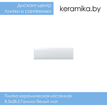 Плитка керамическая настенная Kerama Marazzi 8,5х28,5 Гамма белый мат
