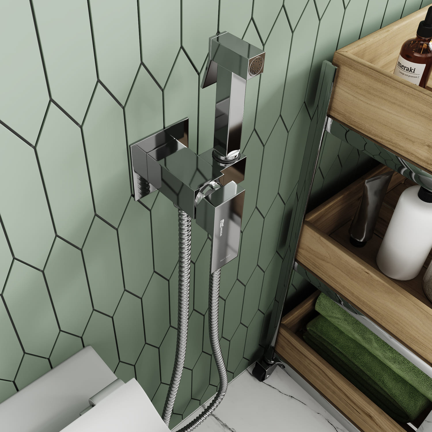 Встраиваемый смеситель для душа с гигиенической лейкой (хром) WasserKraft A71138