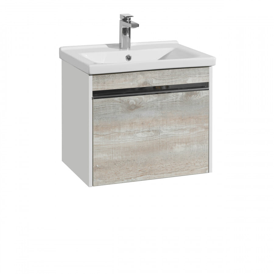 Тумба подвесная + умывальник Акватон Капри 60, Бетон Пайн