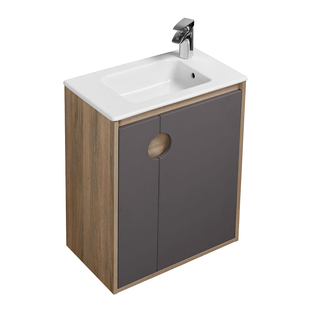 Тумба подвесная + умывальник Акватон Анси 60, шоколад