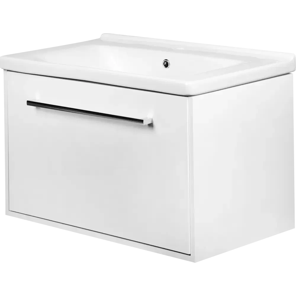 Тумба подвесная + умывальник Акватон Мерида 80, белый глянец