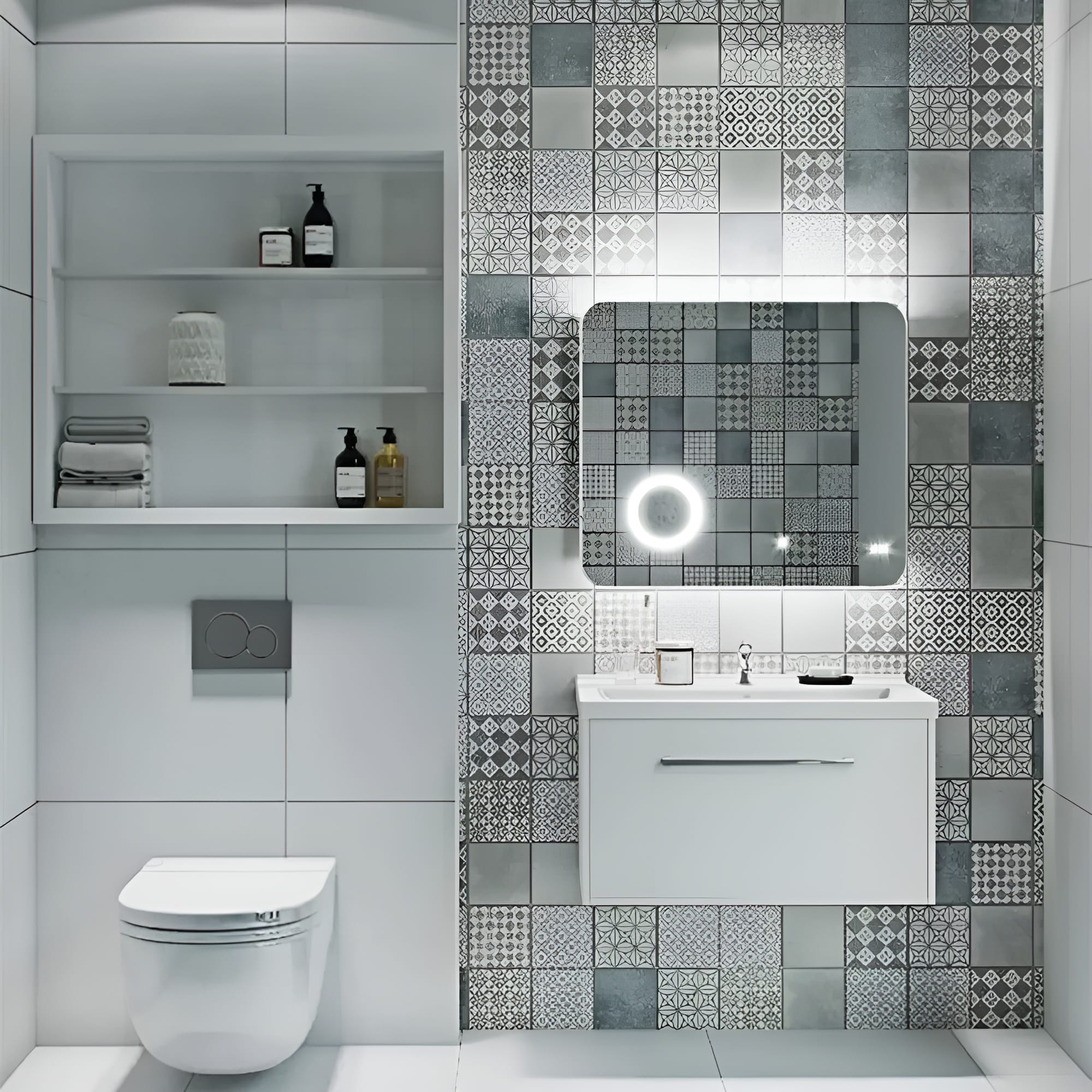 Тумба подвесная + умывальник Акватон Мерида 80, белый глянец