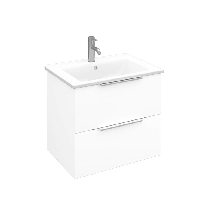 Тумба подвесная + умывальник Laparet FOCUS 65, белый глянец