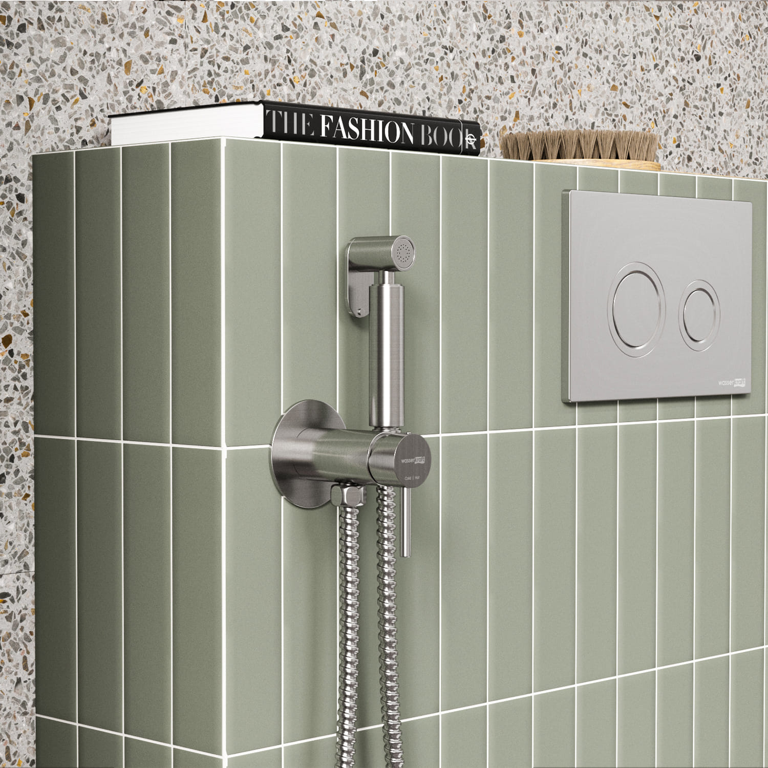 Встраиваемый смеситель для душа с гигиенической лейкой (никель) WasserKraft A70338