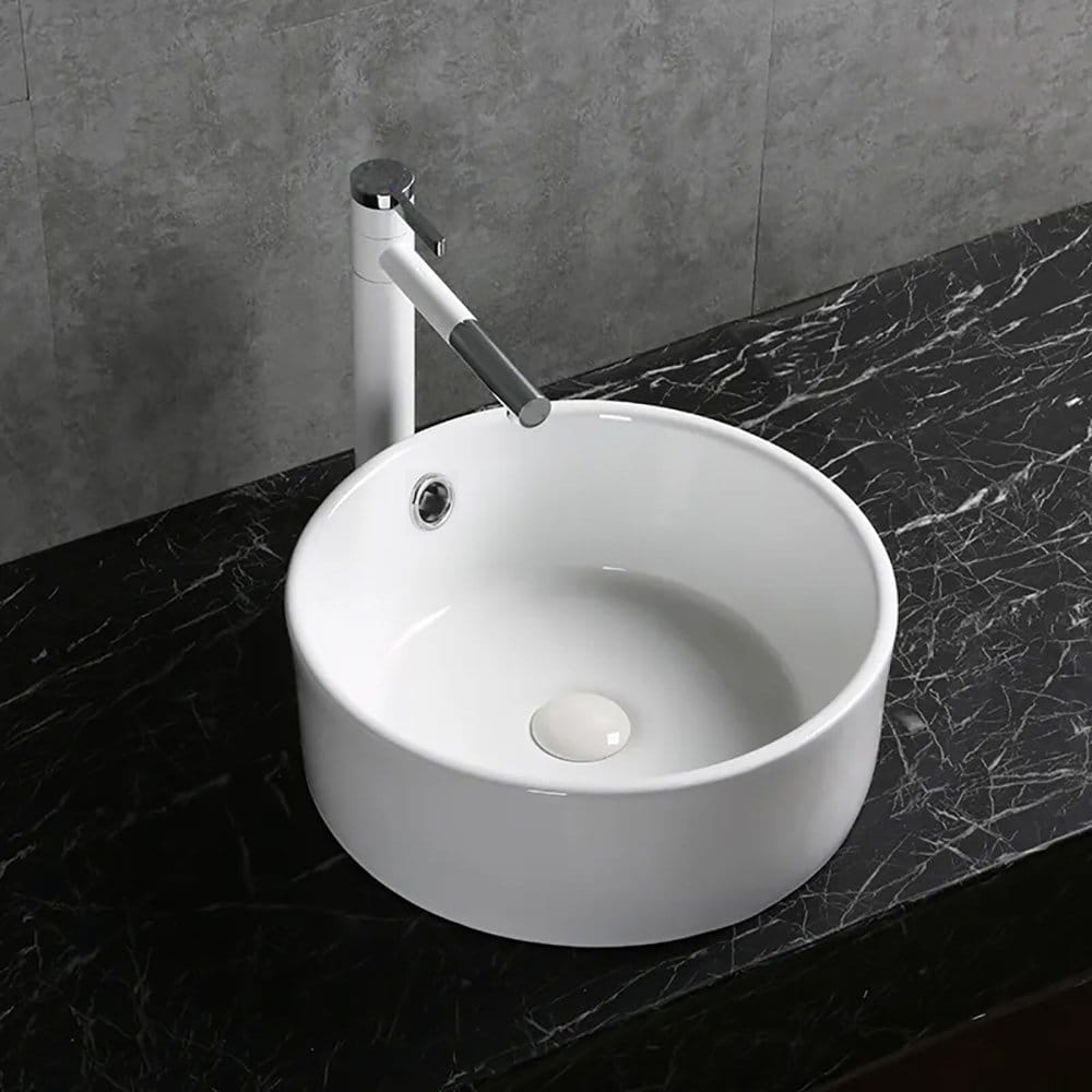 Раковина накладная CeruttiSpa круглая, с переливом 42x42x17, белый, CR7022