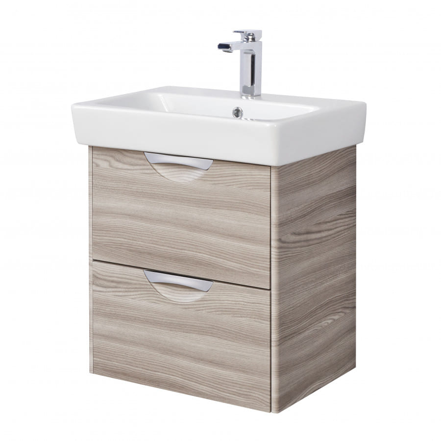 Тумба подвесная Акватон Сильва 60 + умывальник Нео 60, Дуб Фьорд