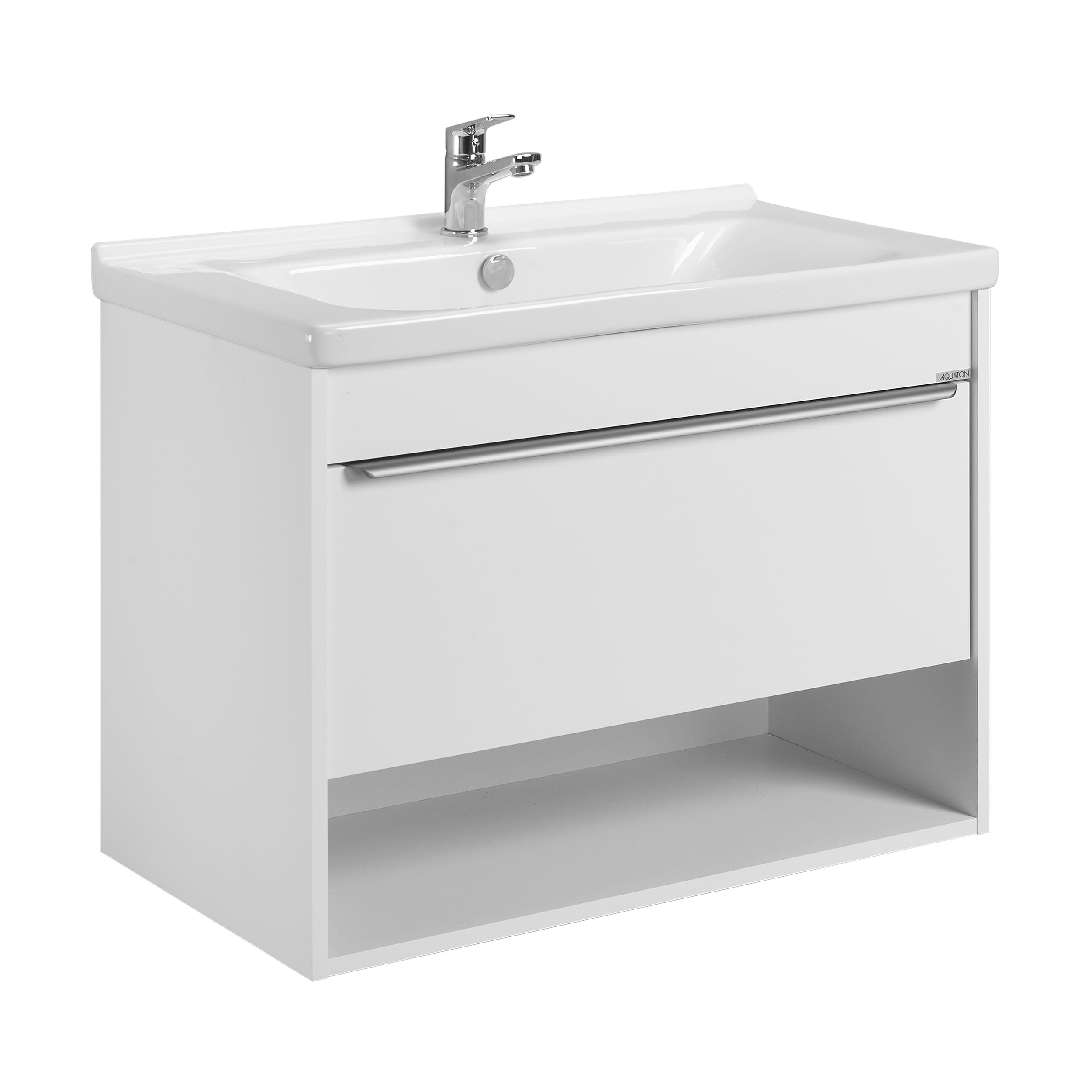 Тумба подвесная Акватон Хоуп 80 + умывальник Миранда 80, Белый матовый