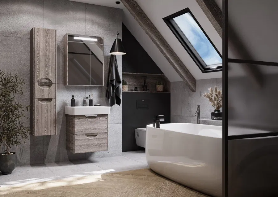 Шкаф-колонна Акватон Сильва, левый дуб Фьорд