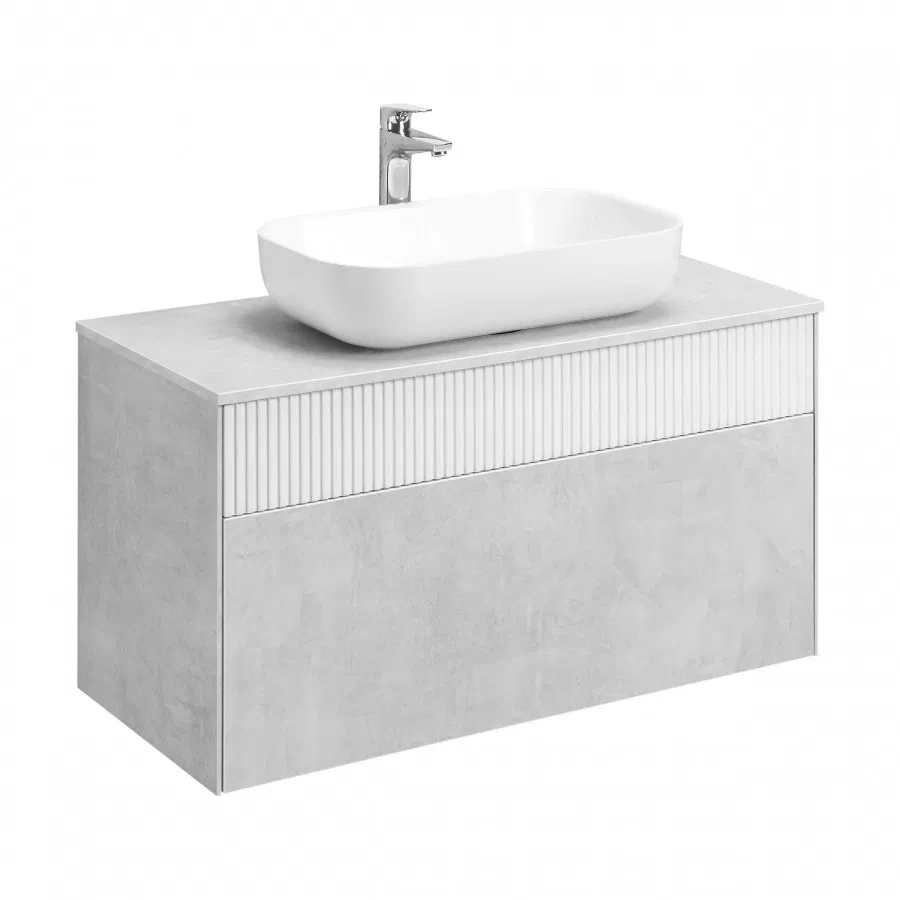 Тумба подвесная Акватон Марбл 100 Слейт/Белый матовый